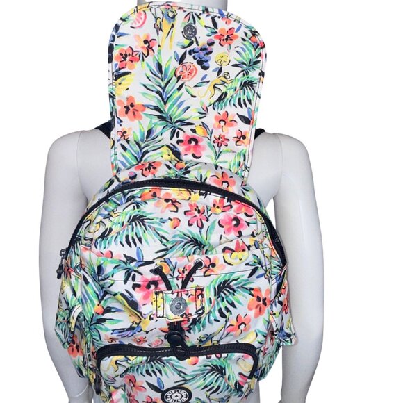 Kipling Backpack Womens Floral Multi-Color Canvas Adjustable Straps Jungle Monke - Picture 9 of 16